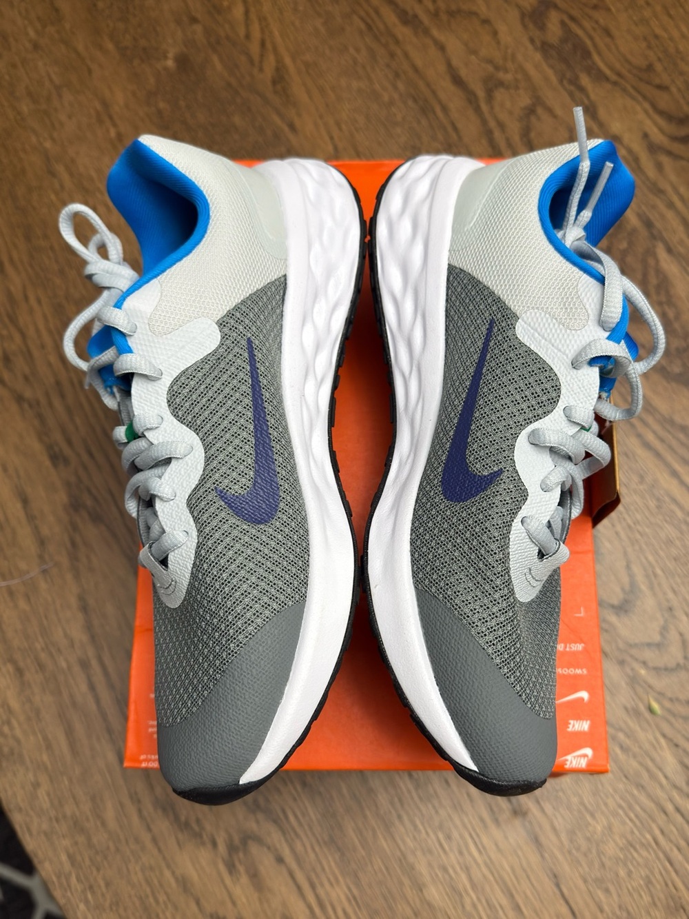 Nike Revolution 6 NN (GS) Grey/Blue Running Shoes DD1096 Youth 5.5 or Woman's 7